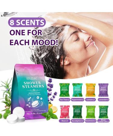 ATOANY Shower Steamers Aromatherapy for Women and Men 16 Pack 8 Scents Shower Bombs with Natural Essential Oils for Home Spa Self Care Stress Relief and Relaxation Nasal Relief Birthday Gifts - Buy Online on GoSupps.com