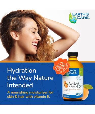 Earth's Care Apricot Kernel Oil - Nourishing Apricot Oil for Skin & Hair with Vitamin E - 8 Fl OZ Expeller Pressed in Glass Bottle - Buy Online on GoSupps.com