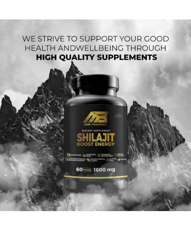 Natural Shilajit Extract with Fulvic Acid | 100% Pure Energy & Immune Support | Gluten Free Non-GMO | 60 Caps Maximum Strength for Men & Women - Buy Online on GoSupps.com