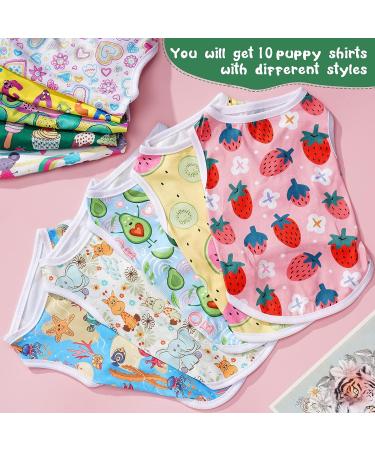 10 Piece Cute Puppy Shirts for Small Dogs and Cats - Breathable Cartoon Print Dog Clothes Sweatshirt (Medium) - Buy Online on GoSupps.com