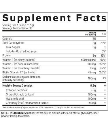 Essential Nutrition Collagen Skin - Hydrolyzed Collagen Peptides with Hyaluronic Acid Silicon & Biotin - Hair Skin & Nails - Cranberry - 11.9 oz (30 Servings) - Buy Online on GoSupps.com