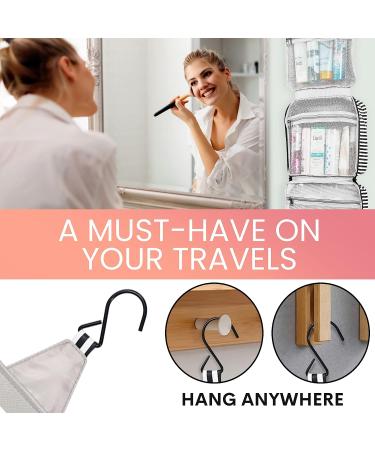 Waterproof Travel Toiletry Bag with Hanging Hook - Black | Organizer for Men and Women - Makeup and Bathroom Accessories - Buy Online on GoSupps.com