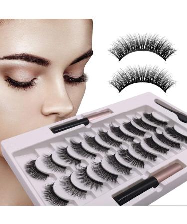 10 Pairs Magnetic Eyelashes with Eyeliner Kit Reusable 3D False Eyelashes Glue-free Natural Look False EyeLashes Upgraded Waterproof Magnetic Eyeliner with Tweezers Gifts for Her - Buy Online on GoSupps.com