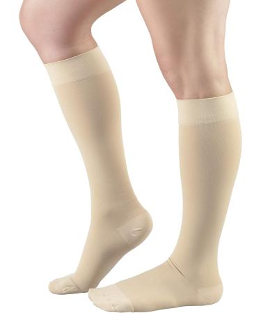 Truform 20-30 mmHg Compression MicroFiber Stockings for Men & Women - Knee High Closed Toe Beige Large (1 Pair) - International Shipping Available - Buy Online on GoSupps.com