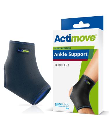 Actimove Sports Edition Ankle Support with COOLMAX AIR Technology - Sleeve for Pain Management - For Sprained Swollen or Weak Ankles - Left/Right Wear - Navy Small