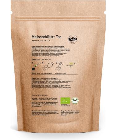Good Organics Biotiva Melissa tea 100g organic Melissa officinalis Melissa leaves dried Herbal tea vegan no additives bottled and certified in Germany DE ko005 - Buy Online on GoSupps.com