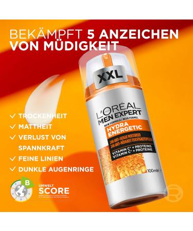 L'Or al Men Expert Hydra Energy Set - XXL Face Cream & XXXL Shower Gel with Taurine & Vitamin C for Ultimate Skin Care | International Shipping Available - Buy Online on GoSupps.com