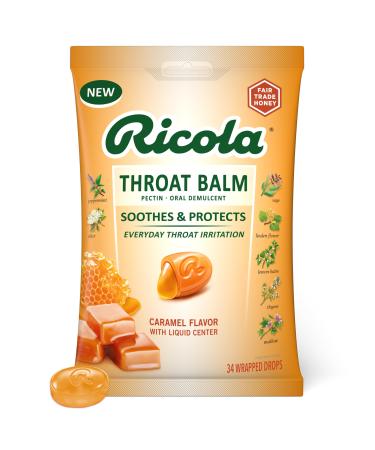 Chloraseptic Max Strength Wild Berries Sore Throat Spray 4 fl oz & Ricola Caramel Throat Drops with Liquid Center 34 Count