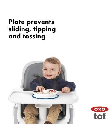 OXO Tot Stick & Stay Suction Divided Plate | Navy Blue | Best Child-Friendly Dinnerware for Easy Mealtime - Buy Online on GoSupps.com