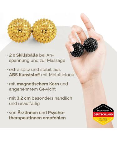 2x DBT Skills Hedgehog Ball | Magnetic Acupressure Stress Relief Ball - Gold 32mm for Tension Relief Massage Mobility & Focus - Buy Online on GoSupps.com
