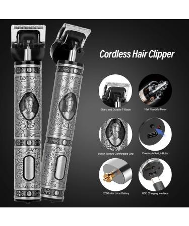Rumia Cordless Hair Clippers for Men - Fast Charging Precision Trimmer with Low Noise, Metal Housing, Longbeard Trimmer and 4 Combs - Silver - Buy Online on GoSupps.com