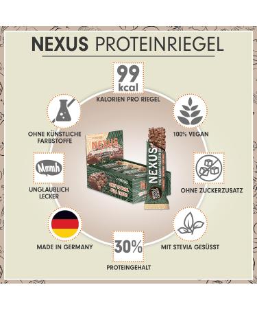 Buy Vegan Double Choco Crispy Protein Bars - 30% Protein Low Calorie High Fiber - 12x30g Nexus Protein Pack - Buy Online on GoSupps.com