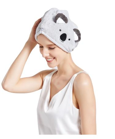 Maisuizi Koala Hairwiffers Tierwickel Super Absorbent Quick Dry Cute Cutoon Hair Turbans Twist Hairy towels for women anti frizz kaola hair dryer towel unit size