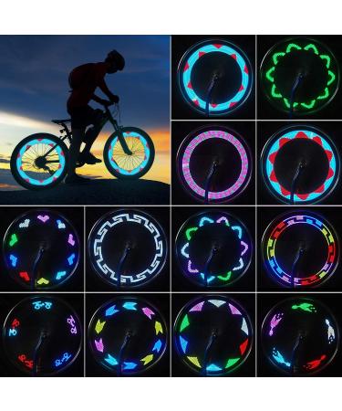 Bike Wheel Lights, LED Waterproof Bicycle Spoke Light, Bright Safety Tire Lights with Auto ON/OFF, 30pcs Changes Patterns Cool Tire Lights for Mountain Bike/Road Bikes/Hybrid Bike/Folding Bike 2 Pack