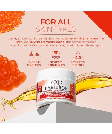 Victoria Beauty Hyaluron cream with retinol antiaging face cream with hyaluronic acid against wrinkles moisturizer with caviar for women and men 2 x 50 ml 25 ml 2er Pack - Buy Online on GoSupps.com