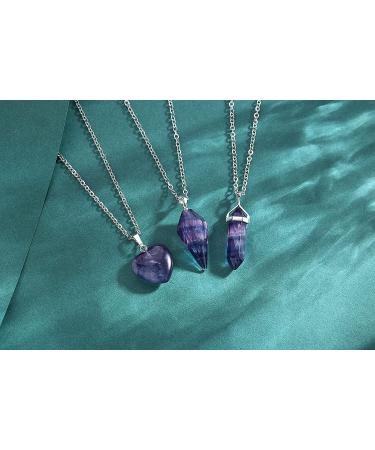 Healing Crystal Necklaces Set - 3 Pcs Natural Quartz Love Pendant Jewelry - Buy Online on GoSupps.com
