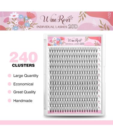 WineRozi 240 pcs 10D/20D Mixed Lash Clusters Extensions Handmade Lightweight False Eyelashes (20D 12-16mm) | DIY Home Eyelash Extensions - Buy Online on GoSupps.com