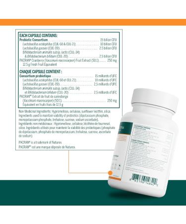 Genestra Brands - HMF UTI - Probiotic Formula with Cranberry Extract for Urinary Tract Support - 60 Vegetable Capsules - Buy Online on GoSupps.com