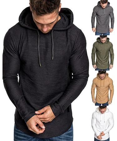 Lexiart Men's Black Athletic Hoodie Sweatshirt - Sporty Fleece Pullover - Buy Online on GoSupps.com
