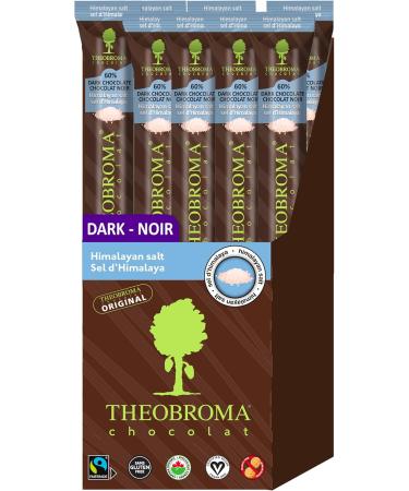 Theobroma Chocolat Dark Chocolate 60% Himalayan Salt Sticks (18) - Vegan Non-GMO Gluten Free Peanut and Almond Free - Sweet and Creamy Taste (Pack of 18) - Buy Online on GoSupps.com