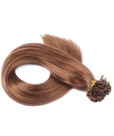Keratin Bonding Hair Extensions #8 Golden Brown 60cm - 50 Strands 1g - 100% Remy U-Tip Extensions by Novon Hair - Buy Online on GoSupps.com