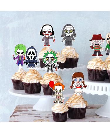 Ercadio 36 Pack Horror Classic Movie Cupcake Toppers Horror Movie Characters Cupcake Cupcake Picks for Halloween Horror Movie Theme Birthday Baby Shower Cake Decorations Supplies Pattern-2 - Buy Online on GoSupps.com