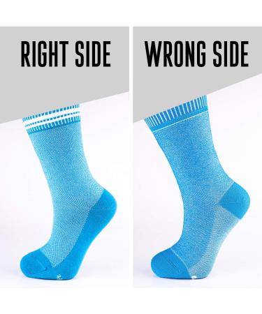 Womens Cotton Diabetic Crew Socks - Ivory Blue - 4 Pairs - Non-binding & Seamless Toe - Buy Online on GoSupps.com