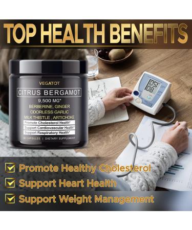 VEGATOT Citrus Bergamot Extract with Berberine & Herbs - Cholesterol & Cardiovascular Support | 90 Count - USA Made & Tested - Buy Online on GoSupps.com