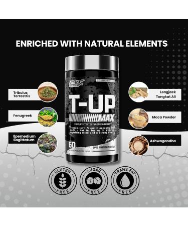 Nutrex Research T-UP Testosterone Booster for Men | Boost Strength & Recovery - 60 Capsules - Buy Online on GoSupps.com