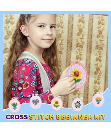 Pllieay 5 PCS Cross Stitch Kits for Kids 7-13 - Beginner Sewing Kit with Instructions for Backpack Charms and Ornaments - Oval-shaped Craft Needlework Set - Buy Online on GoSupps.com