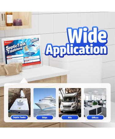 Vacplus Septic Tank Treatment - 12 Packs for 1-Year Supply Flushable & Dissolvable Septic Tank Treatment Packets with Easy Operation Biodegradable Septic Tank Treatment Enzymes for Wastes & Odors - Buy Online on GoSupps.com