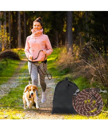Adjustable Dog Leash for Large & Medium Dogs - Double Nylon 2 Snap Hooks 3 Rings - 3m x 15mm - Brown - Buy Online on GoSupps.com