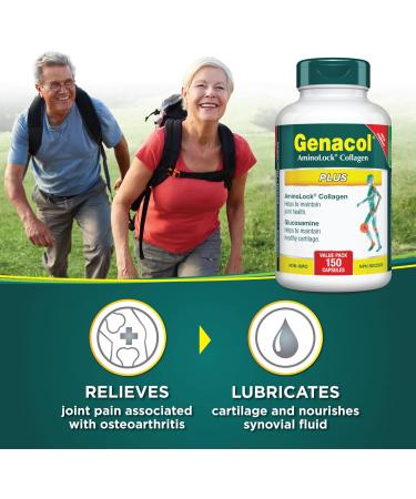 Genacol Glucosamine & Collagen Joint Supplement | Helps Relieve Joint Pain Protects and Maintains Healthy Cartilage |Contains AminoLock Patented Collagen Peptides | GENACOL PLUS 150 Capsules 150 count (Pack of 1) - Buy Online on GoSupps.com