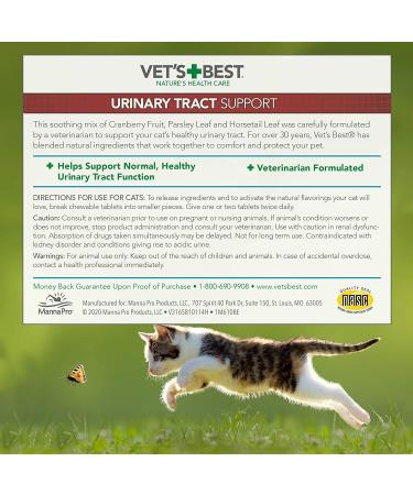 Vet's Best Cat Urinary Tract Support Chewables - Promotes Healthy Urinary Tract | 60 Tablets - Buy Online on GoSupps.com