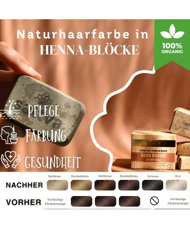 Sattva Ayurveda - Natural Hair Colour in Henna Block Dark Brown - Revolutionary Formula with Oils Organic Hair Colour Brown ECOCERT - Regenerating Plant Hair Colour Brown - 3 Blocks of 80 g - Buy Online on GoSupps.com