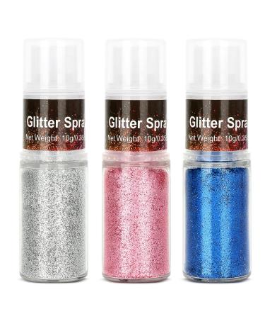 Maydear Glitter Spray - Holographic Glitter Spray - Cosmetic Grade - Makeup Face Body Nail Festival Rave Beauty Craft-Silver+Blue+Pink