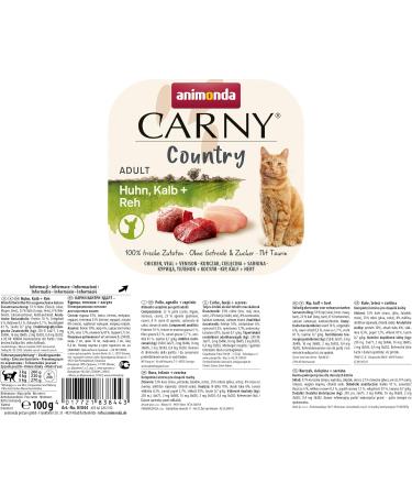 Animonda Carny Adult Country Cat Food - Wet Food with Chicken Calf & Deer | 32x100g Pack - Premium International Shipping - Buy Online on GoSupps.com