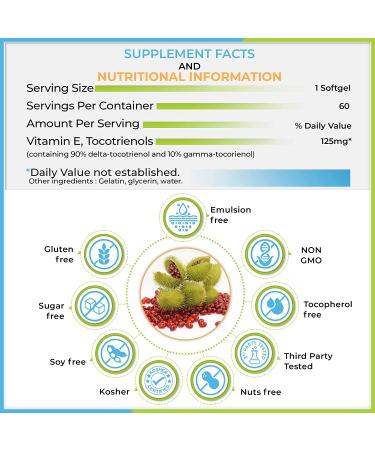 Annatto Tocotrienols Deltagold 125mg Softgels - Immune & Antioxidant Support (60 Count) - Buy Online on GoSupps.com