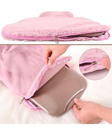 2L Pink Fluffy Hot Water Bottle with Zipper Cover - Pain Relief Gift for Women - Buy Online on GoSupps.com