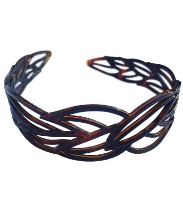 Parcelona French Wide Leafy Design Tortoise Shell Brown Celluloid Hair Headband - Buy Online on GoSupps.com