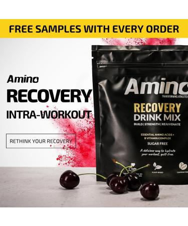 Amino Recovery - EAA & BCAA Intra Workout Powder - 5000mg EAA Amino Acids & BCAA - Cherry Flavor - Vegan & Sugar Free - 22 Servings - Buy Online on GoSupps.com