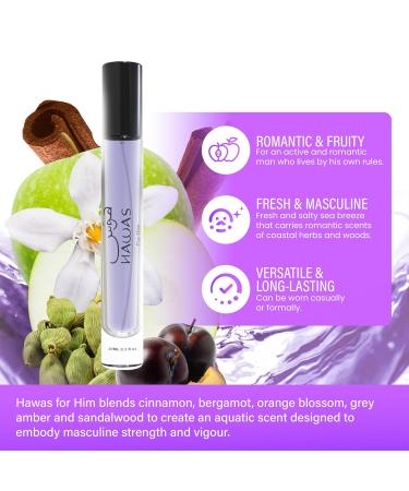 HAWAS FOR MEN Eau de Parfum Spray- Edition Travel Size - Long Lasting Fragrance Spray Aquatic Scent Designed to Embody Masculine 100% Original ( Pack 2 bottles 10 ml) large bottle not included - Buy Online on GoSupps.com