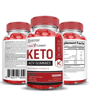 Trim Tummy Keto ACV Gummies - 1000MG Apple Cider Vinegar with Pomegranate & Beet Juice - Vegan Non-GMO - 60 Count for Weight Loss & Energy - Buy Online on GoSupps.com