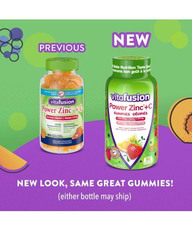 Vitafusion Power Zinc + C Gummy Vitamins for Adults Strawberry-Tangerine flavour 90 Count - Buy Online on GoSupps.com