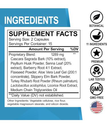 Colon Cleanser Detox Supplement Capsules - 15 Day Colon Cleanse Pills & Probiotic Daily Herbal Cleansing - Natural Bowel Movement Supplements for Intestinal Stomach Bloating Digestive Gut Support - Buy Online on GoSupps.com