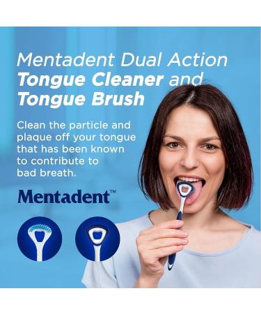 GuruNanda Mentadent Tongue Cleaner - Dual Action Brush & Scraper for Bad Breath & Odor Elimination (Multi-Color) - Buy Online on GoSupps.com