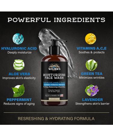 Men's Moisturizing Facial Cleanser with Hyaluronic Acid, Lavender & Vitamin E - 8 fl oz - Made in USA - Buy Online on GoSupps.com