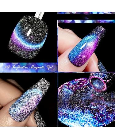 Cat Eye Gel Nail Polish Reflective Cat Eye Gel Polish Glitter Magnetic Gel Nail Polish Manicure Soak Off UV/LED Sparkling Reflective Glitter Cat Eye Gel Nail Polish Manicure DIY at Home - Buy Online on GoSupps.com