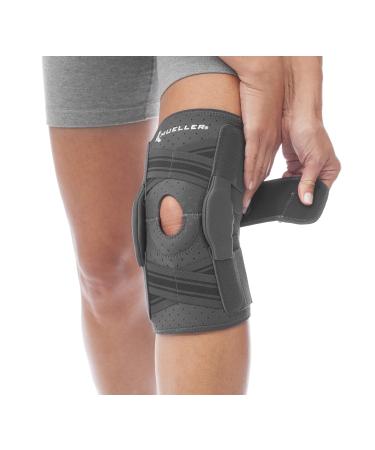 MUELLER Sports Medicine Comfort Plus Self-Adjusting Hinged Knee Brace  For Men and Women  Gray  L/XL Large/X-Large (Pack of 1)