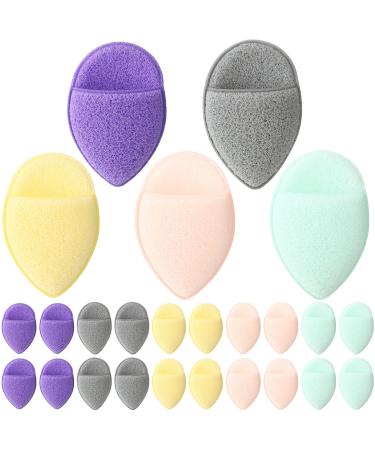 20 Pcs Facial Exfoliating Sponge for Deep Cleansing Reusable Face Scrubbing Sponge Puff Style Exfoliating Pads for Woman Removing Blackheads Skin Dirt or Makeup (Teardrop Shape)